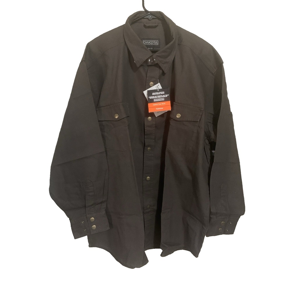 NWT Dakota‎ Unlined Stretch Duck Work Shirt Men's XL Brown Heavy Weight